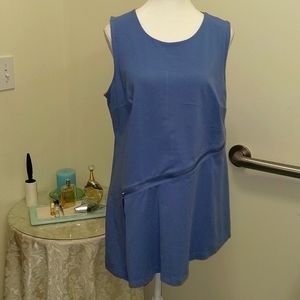 Halston sleeveless tunic with some unusual detail.  Asymmetrical. Zip opens.